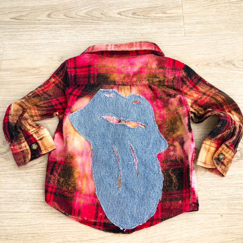 Toddler Rolling Stones distressed flannel